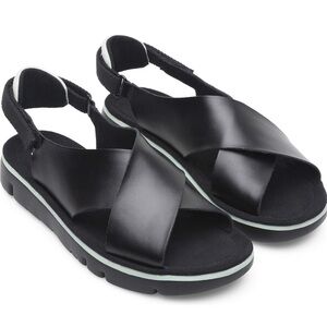 Camper Women's Black Cross-Strap Sandals